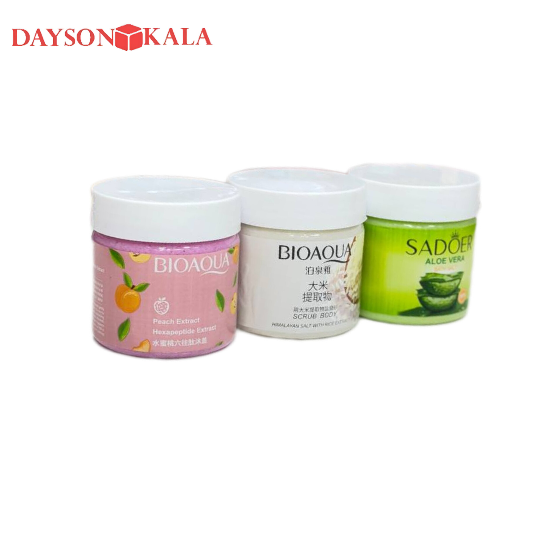 نمک بدن بیواکوا Bioaqua – رایحه هلو، برنج، آلوئه‌ورا | لایه‌بردار و نرم‌کننده پوست