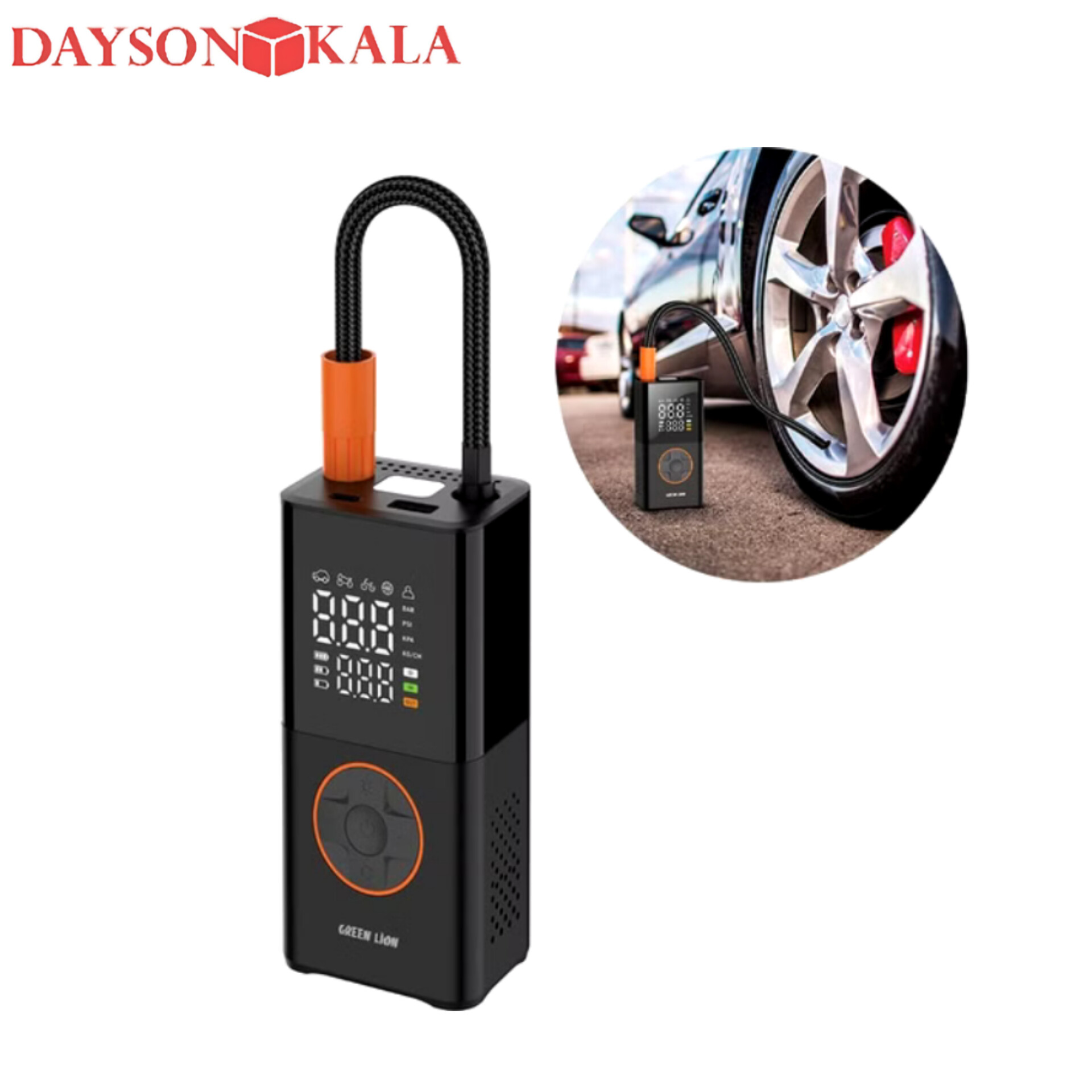 کمپرسور باد قابل حمل گرین لاین مدل GTI-01 با باتری ۳۶۰۰mAh