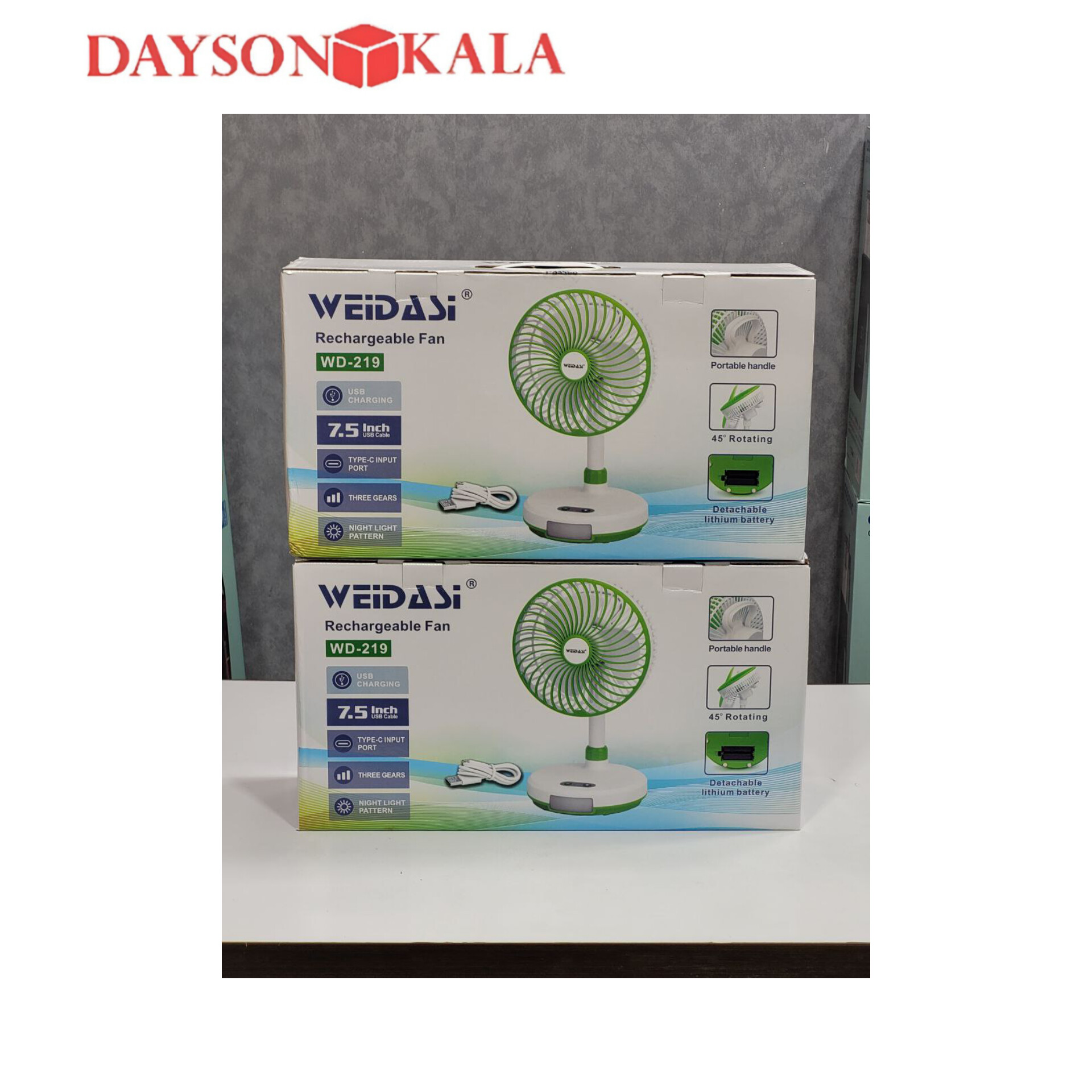 پنکه شارژی رومیزی ویداسی مدل WD-219